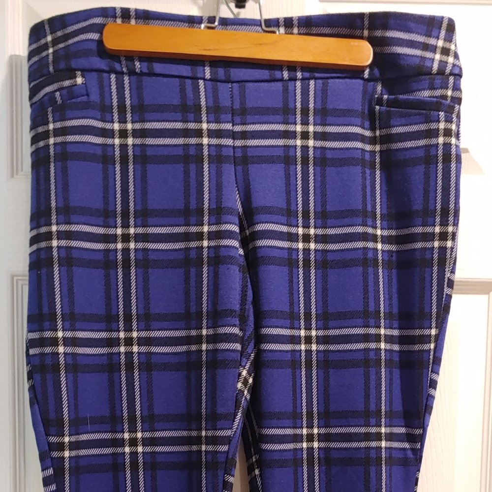 NY&C New York & Company Purple Plaid Pull-On Pants